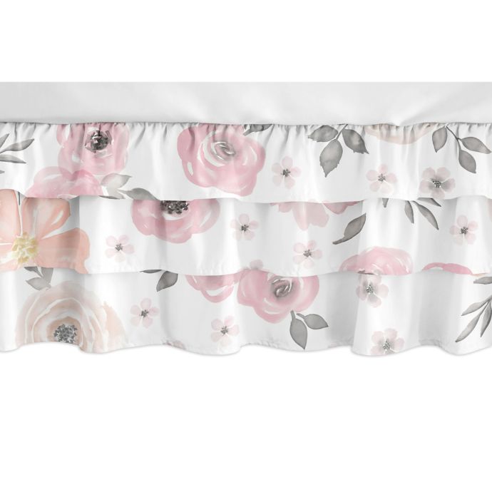 Sweet Jojo Designs® Watercolor Floral Crib Skirt in Pink ...