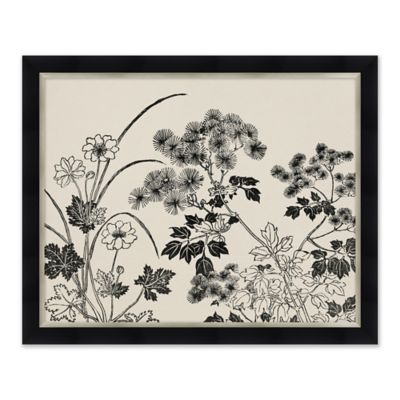 Black and White Floral 31.5-Inch x 25.5-Inch Framed Wall Art