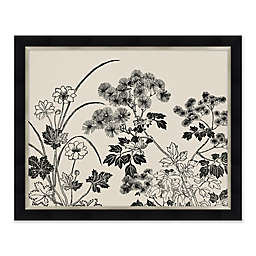 Black and White Floral 31.5-Inch x 25.5-Inch Framed Wall Art