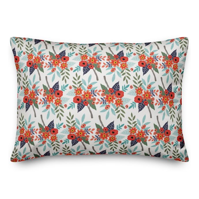Designs Direct Floral Oblong Throw Pillow in Orange Bed Bath & Beyond