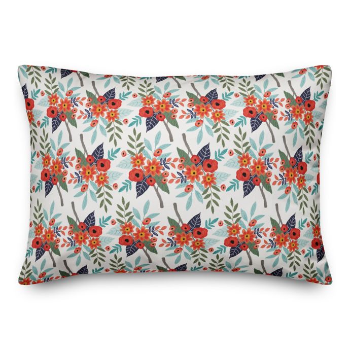 Designs Direct Floral Oblong Throw Pillow in Orange | Bed Bath & Beyond