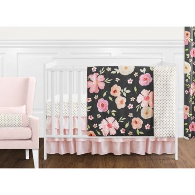 pink and black crib bedding