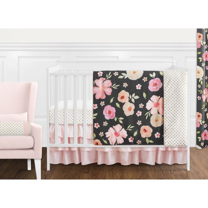 Sweet Jojo Designs Watercolor Floral 11 Piece Crib Bedding Set In