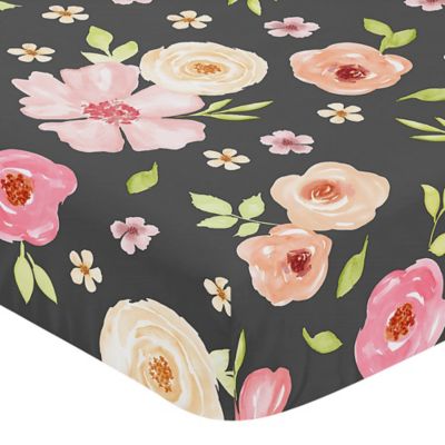 black rose crib sheet