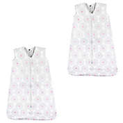 Hudson Baby&reg; Size 6-12M 2-Pack Modern Flower Sleeping Bags in White