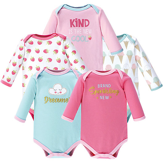 Alternate image 1 for Luvable Friends® Size 3-6M 5-Pack Dreamer Bodysuits in Pink