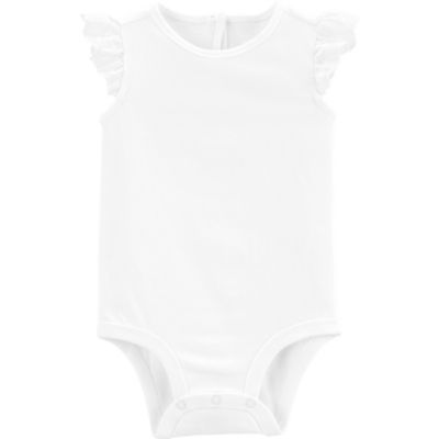 white flutter sleeve onesie