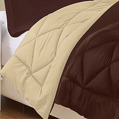 Luxury All Season Reversible 3-Piece King Comforter Set in Chocolate/Cream. View a larger version of this product image.