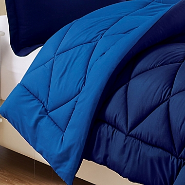 Luxury All Season Reversible 3-Piece Full/Queen Comforter Set in Navy/Aqua. View a larger version of this product image.