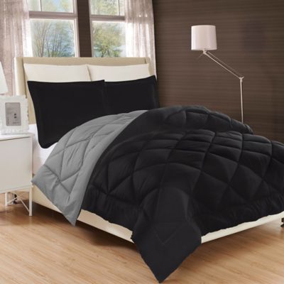 3 Piece Reversible Comforter Set Down Alternative Aqua Lime Season-Comfort™ 