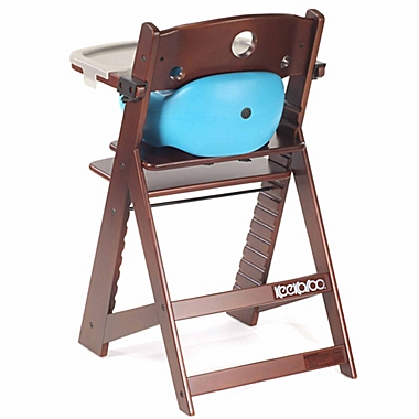 Keekaroo&reg; Height Right&trade; High Chair with Infant Insert and Tray in Mahogany/Aqua. View a larger version of this product image.