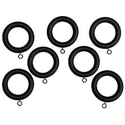 Class Home Wood Window Curtain Clip Rings in Black (Set of 7)