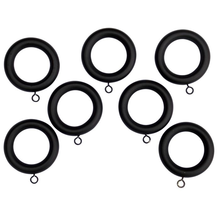 Class Home Wood Window Curtain Clip Rings In Black Set Of 7