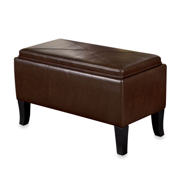 Storage Ottoman Bench With Tray In Brown Bed Bath Beyond