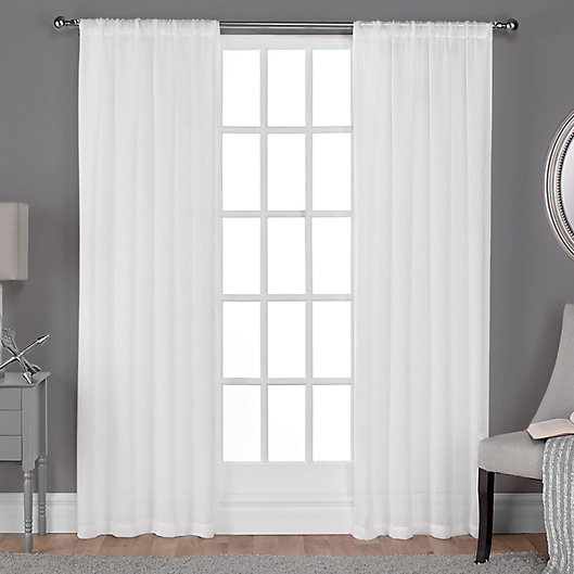Alternate image 1 for Belgian 84-Inch Rod Pocket Sheer Window Curtain in Winter White (Set of 2)