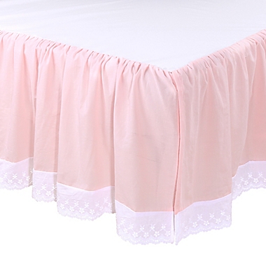 The Peanut Shell&trade; Farmhouse Crib Skirt in Pink. View a larger version of this product image.