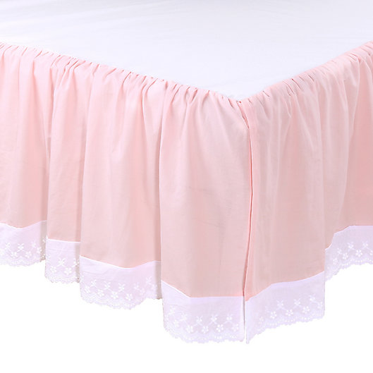 Alternate image 1 for The Peanut Shell™ Farmhouse Crib Skirt in Pink