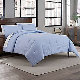 Garment Washed Solid 3-Piece Full/Queen Comforter Set in Periwinkle