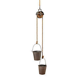 Gerson® Pulley Buckets Hanging Planter in Silver
