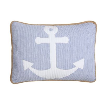Roostery Pillow Sham Sailor Sailing Nautical Dark Blue Anchor Sea Ocean Print 100% Cotton Sateen 26in x 20in Knife-Edge Sham 