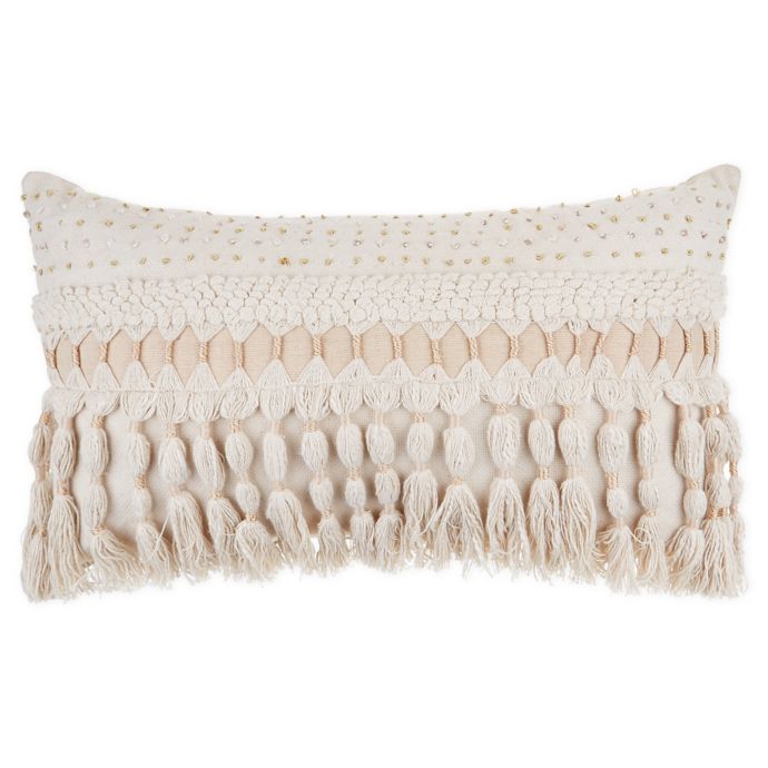 Global Caravan Gilded Fringe Throw Pillow In Off White Bed Bath