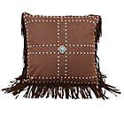 Alternate image 0 for HiEnd Accents Faux Leather Fringe Square Throw Pillow in Brown