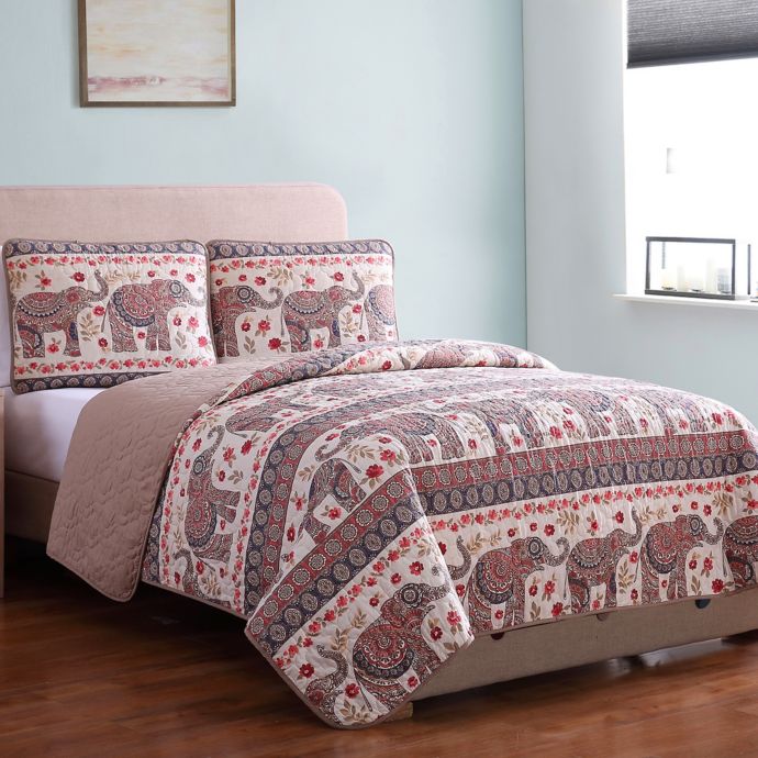 Mhf Home Elephant Print Reversible Quilt Set Bed Bath Beyond