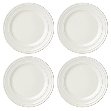kate spade new york All in Good Taste Sculpted Stripe™ Cream Accent Plates  (Set of 4) | Bed Bath & Beyond