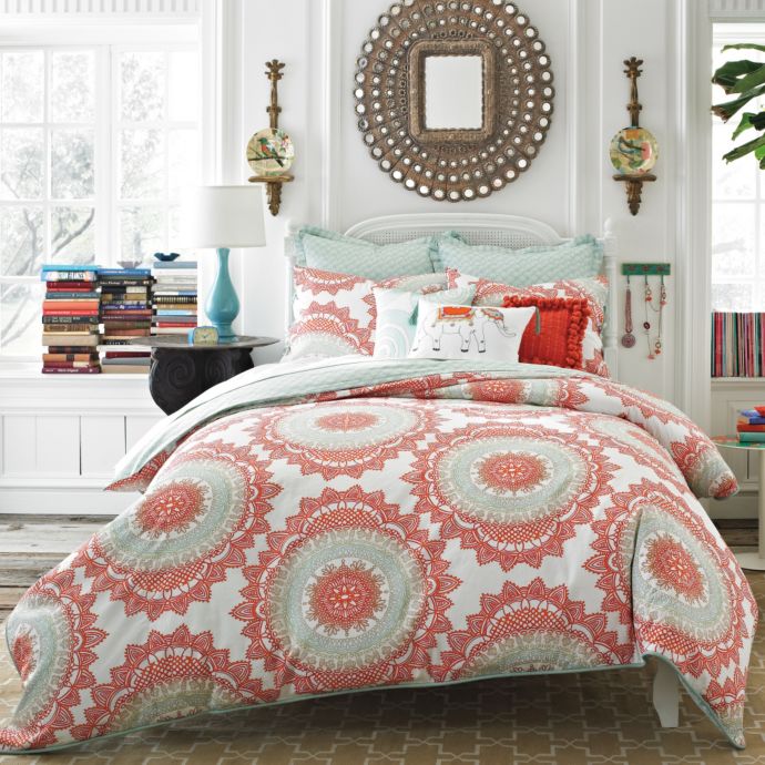 coral duvet cover floral