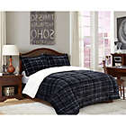 Alternate image 0 for Elegant Comfort Luxury Plaid Sherpa 2-Piece Reversible Twin Comforter Set in Black