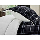 Alternate image 2 for Elegant Comfort Luxury Plaid Sherpa 2-Piece Reversible Twin Comforter Set in Black