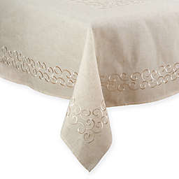 Saro Lifestyle Embroidered Swirl Oblong Tablecloth in Natural