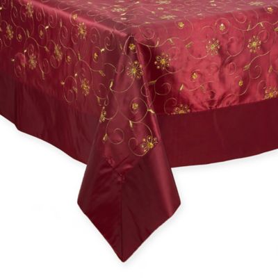 Saro Lifestyle Sevilla 65-Inch x 104-Inch Oblong Tablecloth in Burgundy