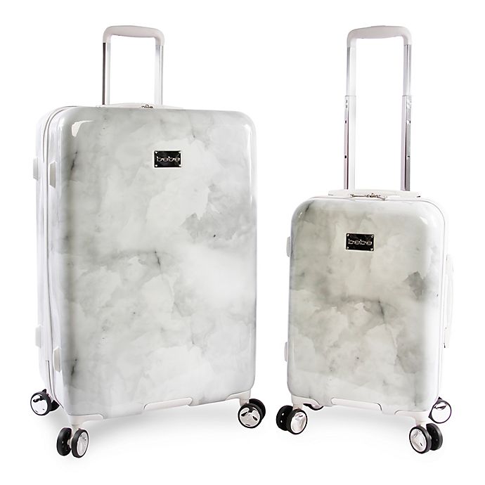 Bebe Lilah 2-Piece Hardside Spinner Luggage Set in Silver Marble | Bed ...