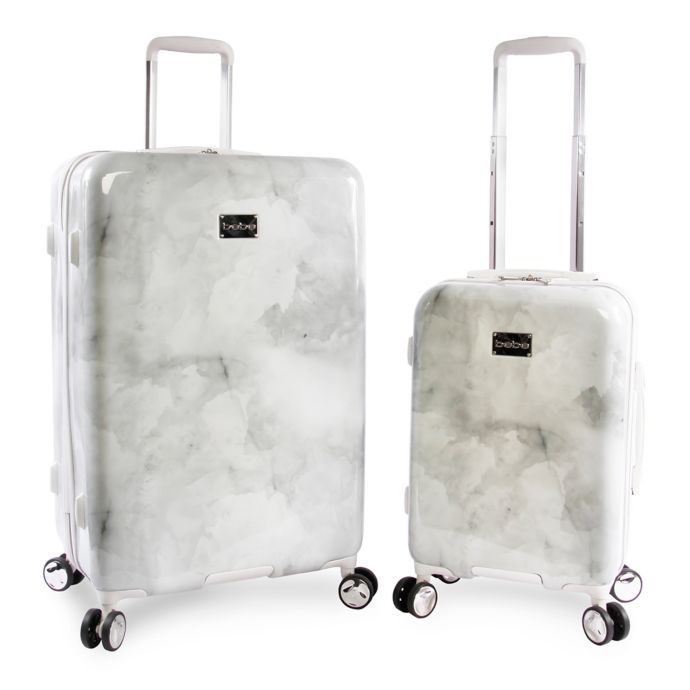Bebe Lilah 2Piece Hardside Spinner Luggage Set in Silver Marble Bed