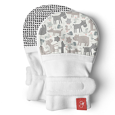 goumi Organic Cotton Size 0-3M Forest Friends Mitts in Grey. View a larger version of this product image.