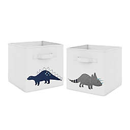 Sweet Jojo Designs® Mod Dinosaur Fabric Storage Bins in Blue/Grey (Set of 2)