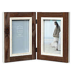 Prinz Shoreline 2-Photo 4-Inch x 6-Inch Hinged Picture Frame in White/Brown