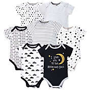 Hudson Baby&reg; 7-Pack Moon And Back Bodysuits in Grey/White