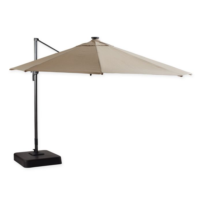 11 Foot Round Solar Cantilever Umbrella In Mocha Bed Bath Beyond