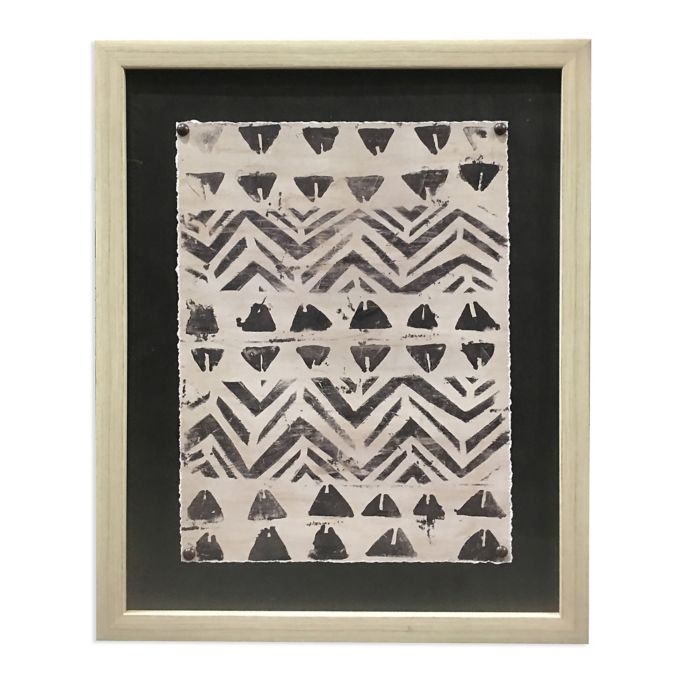 Tribal Print Framed Print Wall Art in Black/White Bed