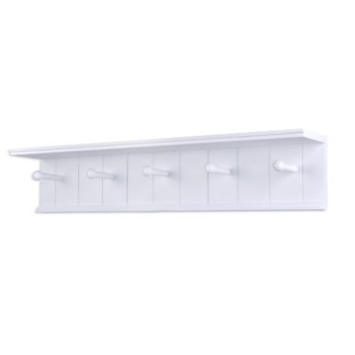 Danya B.&trade; 24-Inch x 4-Inch 5-Hook Coat Rack and Display Shelf in White