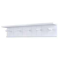 Danya B.™ 24-Inch x 4-Inch 5-Hook Coat Rack and Display Shelf in White