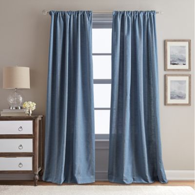 Peri Home Herringbone 84-Inch Grommet Top Window Curtain Panel in Blue 