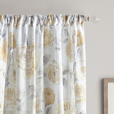 Rose Garden Print 108-Inch Rod Pocket Window Curtain Panel in Butter (Single). View a larger version of this product image.