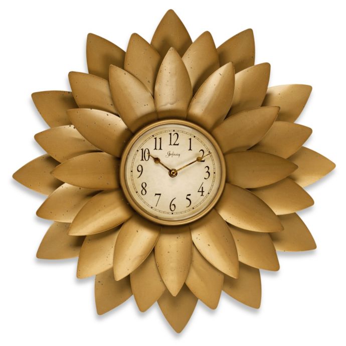 Infinity Instruments Midas Gold Flower Wall Clock Bed Bath and Beyond