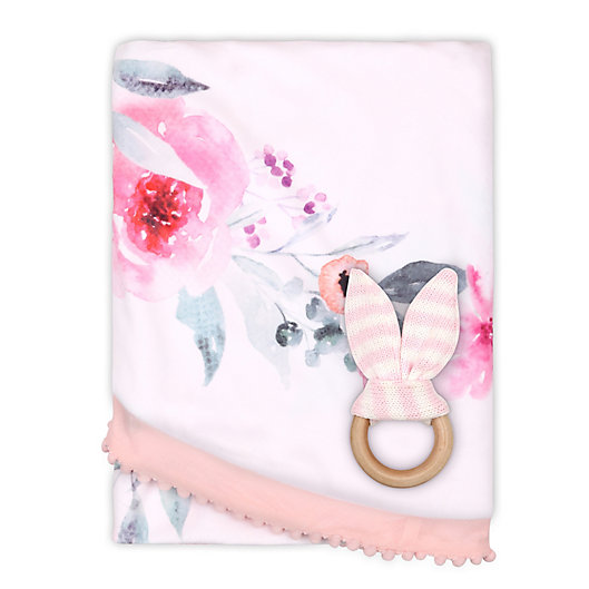 Alternate image 1 for The Peanut Shell™ Farmhouse Flowers Baby Blanket in White/Pink