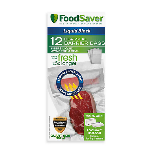 Alternate image 1 for FoodSaver® qt. Size 12-Bag Pack Liquid Block Heat-Seal Barrier Bags