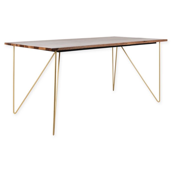 Safavieh Captain Dining Table With Hairpin Legs In Walnut Brass