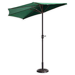 Villacera 9-Foot Half Patio Umbrella in Forest Green